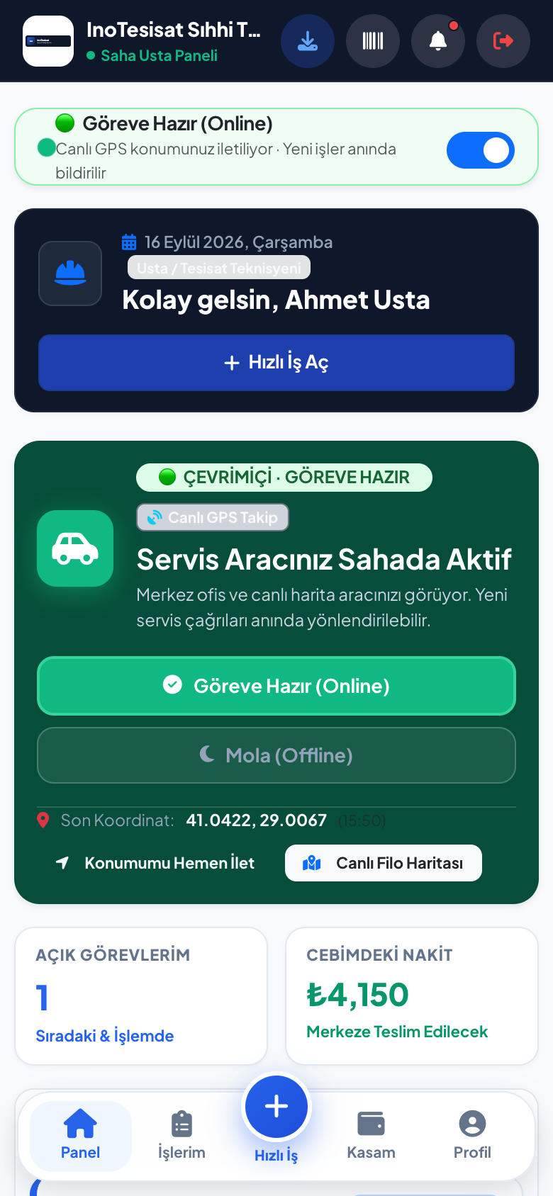 Ustanın Cebinde Mobil PWA Uygulaması ve Tek Tıkla Navigasyon
