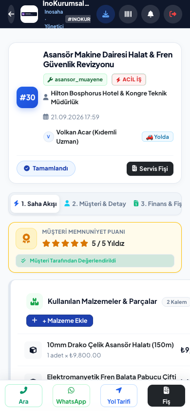 Mobil Usta İş Detayı ve İmza